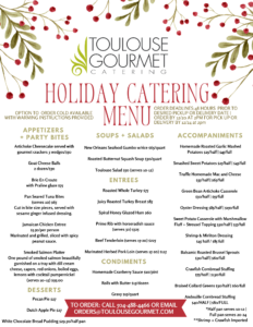Toulouse Gourmet 2024 Holiday Catering Menu